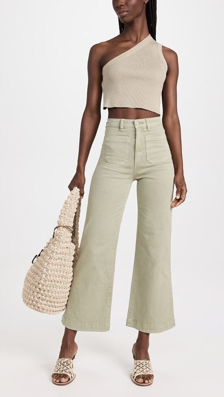 Rolla’s 100% Cotton Green Khaki Sailor High Rise Wide Leg Denim Jeans Size 28